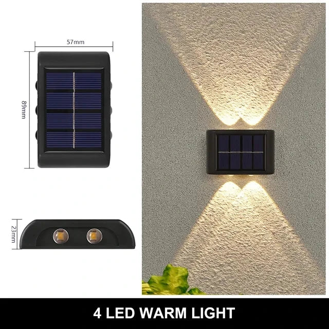 Solar LED Light, Outdoor Waterproof Wall Lamp, Dusk to Dawn Fence Up And Down Luminous Lighting for Summer Garden Yard Porch