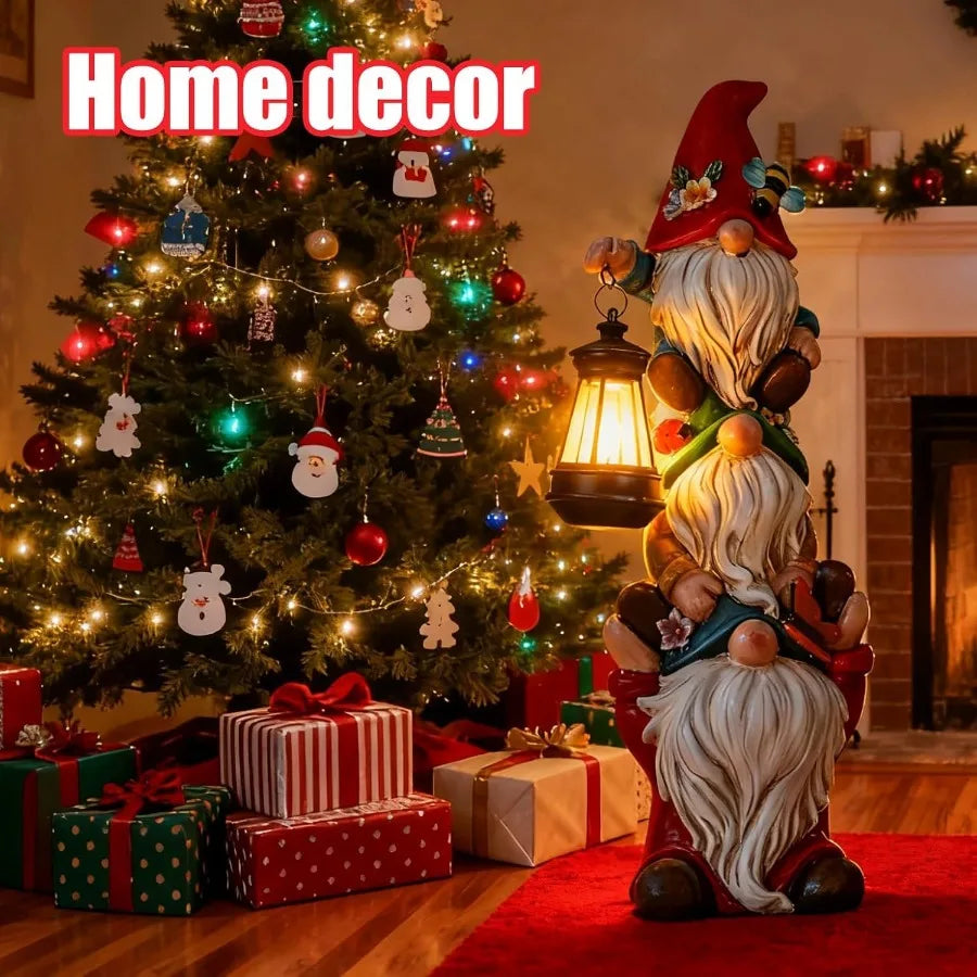 17 in Large Garden Gnome Statue with Solar Lights