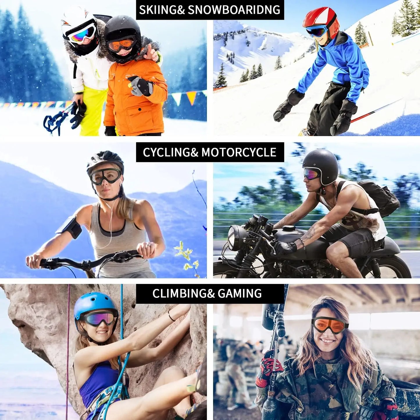 2 Pack Snow Goggles for Men & Women - UV Protection, Anti-Scratch, Dustproof Ski Gear