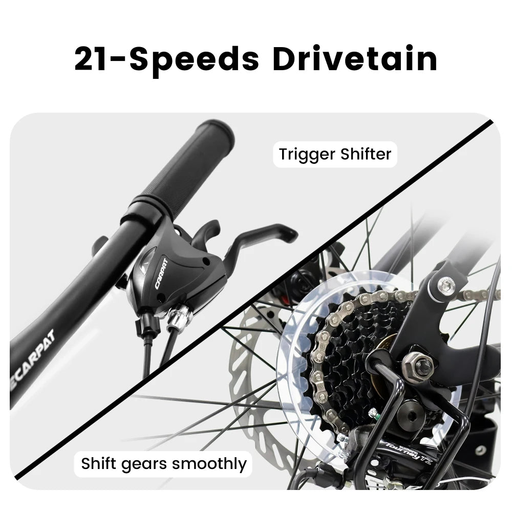 27.5 Inch Full Suspension Mountain Bike, Front and Rear Dual Shock Absorbers 21-Speed, Ideal for Travel and Fitness Enthusiasts