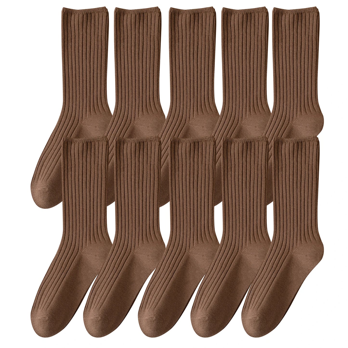 10Pairs Retro Women Cotton Loose Socks Autumn Winter Knitting Solid Color Long Black Pink Student Girls Sock US5-9