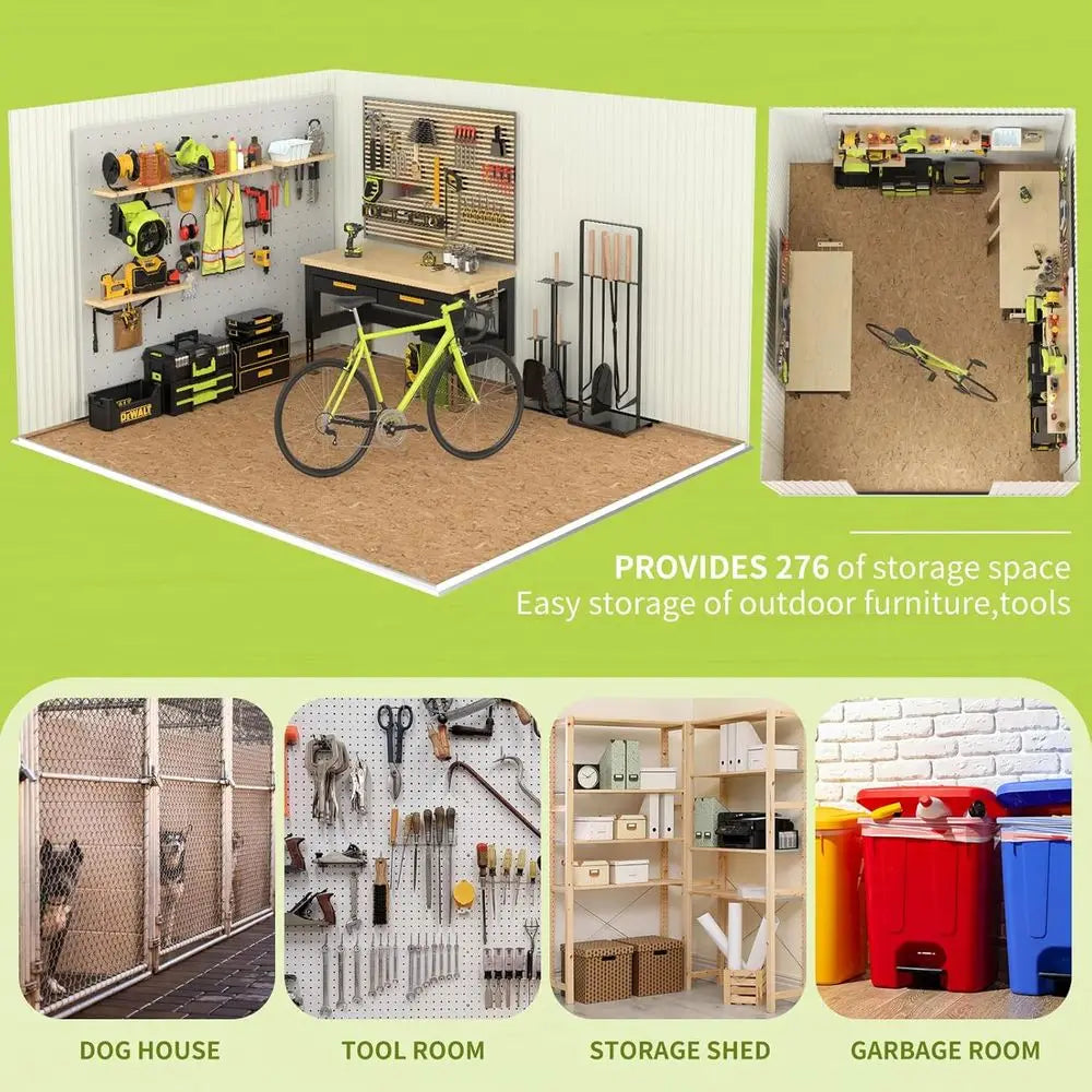 10x12 Outdoor Metal Storage Shed with Large Capacity and Lockable Waterproof Door