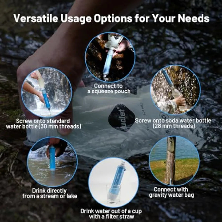 Gravity Water Filter System for Hiking Camping Travel and Emergency Preparedness Include 1 Gravity Bag 4 Water Filter Straw 1P