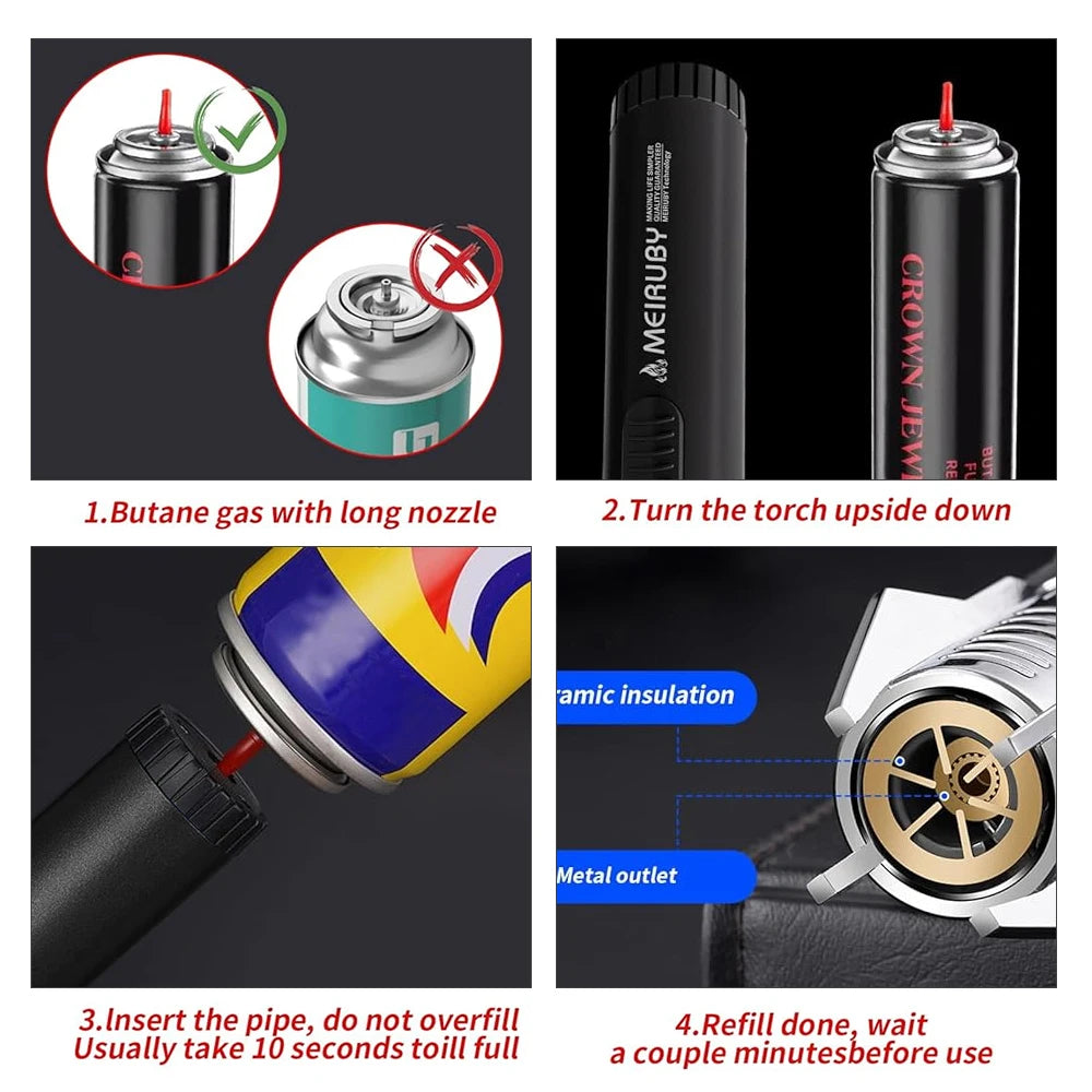 Windproof Turbo Torch Jet Butane Gas Lighter 360 Degree Inverted Ignition Cigar Lighters for Kitchen Candles BBQ Baking Camping