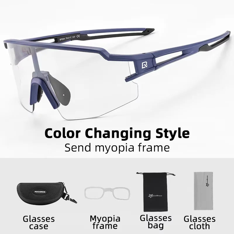 ROCKBROS Cycling Photochromic Glasses UV400 Outdoors Sports Sunglasses Bicycle Mens Frameless Glasses Goggles Technical Eyewear