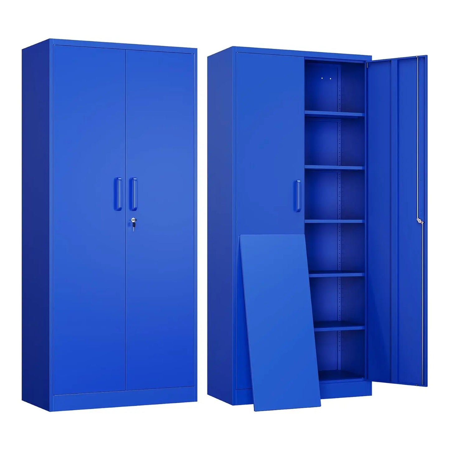 Metal Garage Storage Cabinet with 2 Doors and 5 Adjustable Shelves - 71" Steel Lockable File Cabinet, Customized