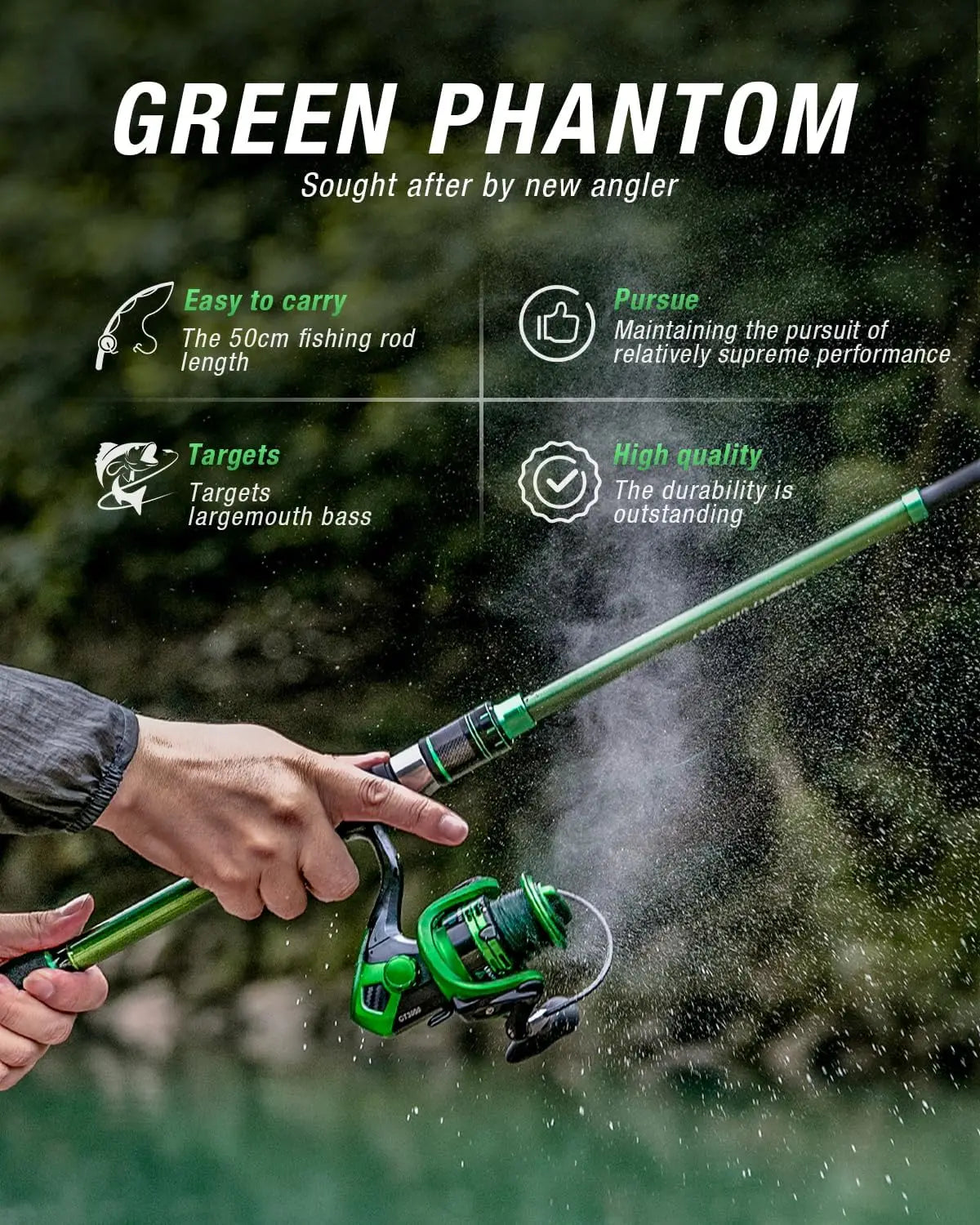 Telescoping Fishing Pole Travel Kit with Carrier Bag for Men