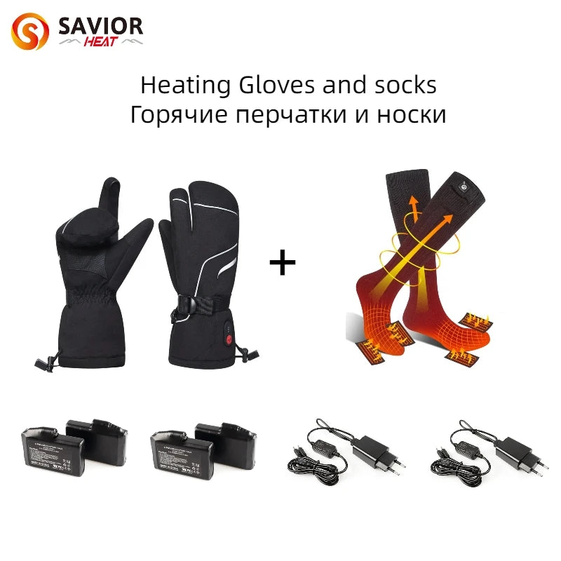 SAVIOR HEAT Heated Gloves with Rechargeable Battery Thermal Gloves for Women Men Husband Ski Motorcycle Glove Hand Warmer Heat