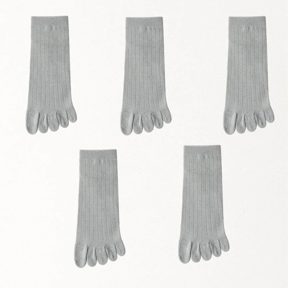 5 Pairs of Men's Summer Five-Toe Socks, Thin Cotton Toe Socks, Low-Cut Ankle Sports Socks