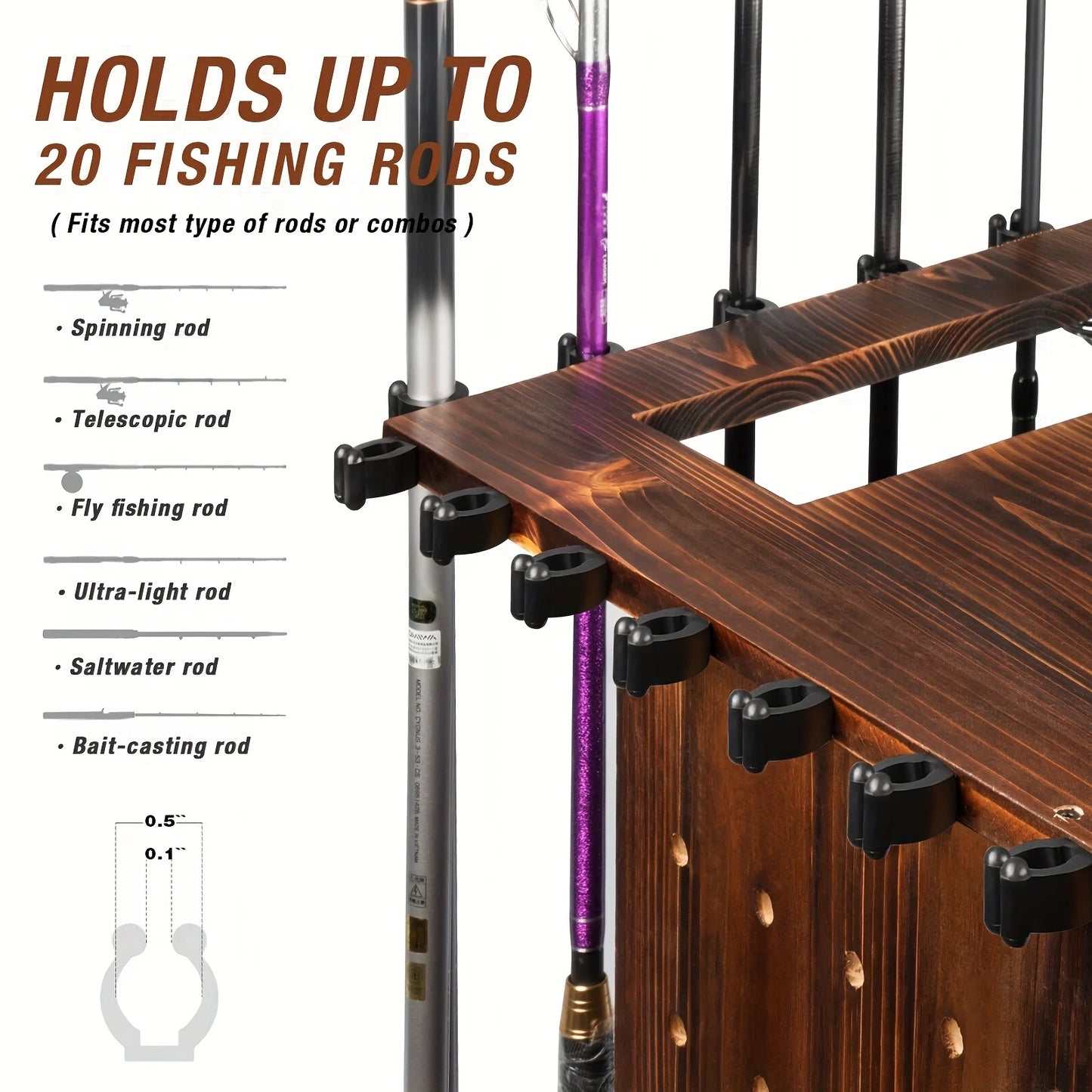 Fishing Rod Holders for Garage 360 Degree Rotating