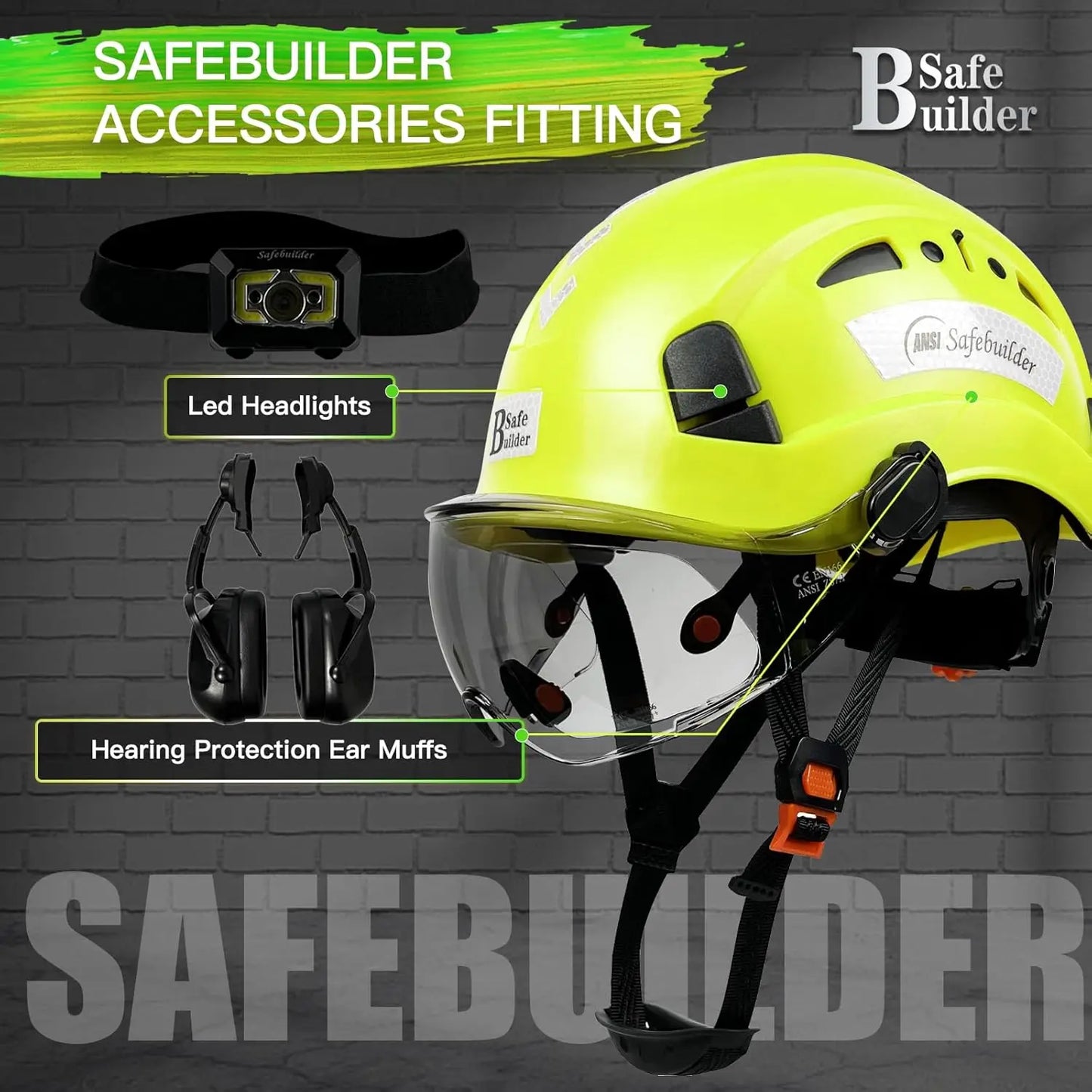 Industrial Safety Helmet with Visor, ABS Hard Hat, Adjustable Ventilation for Construction Head Protection ANSI Z89.1