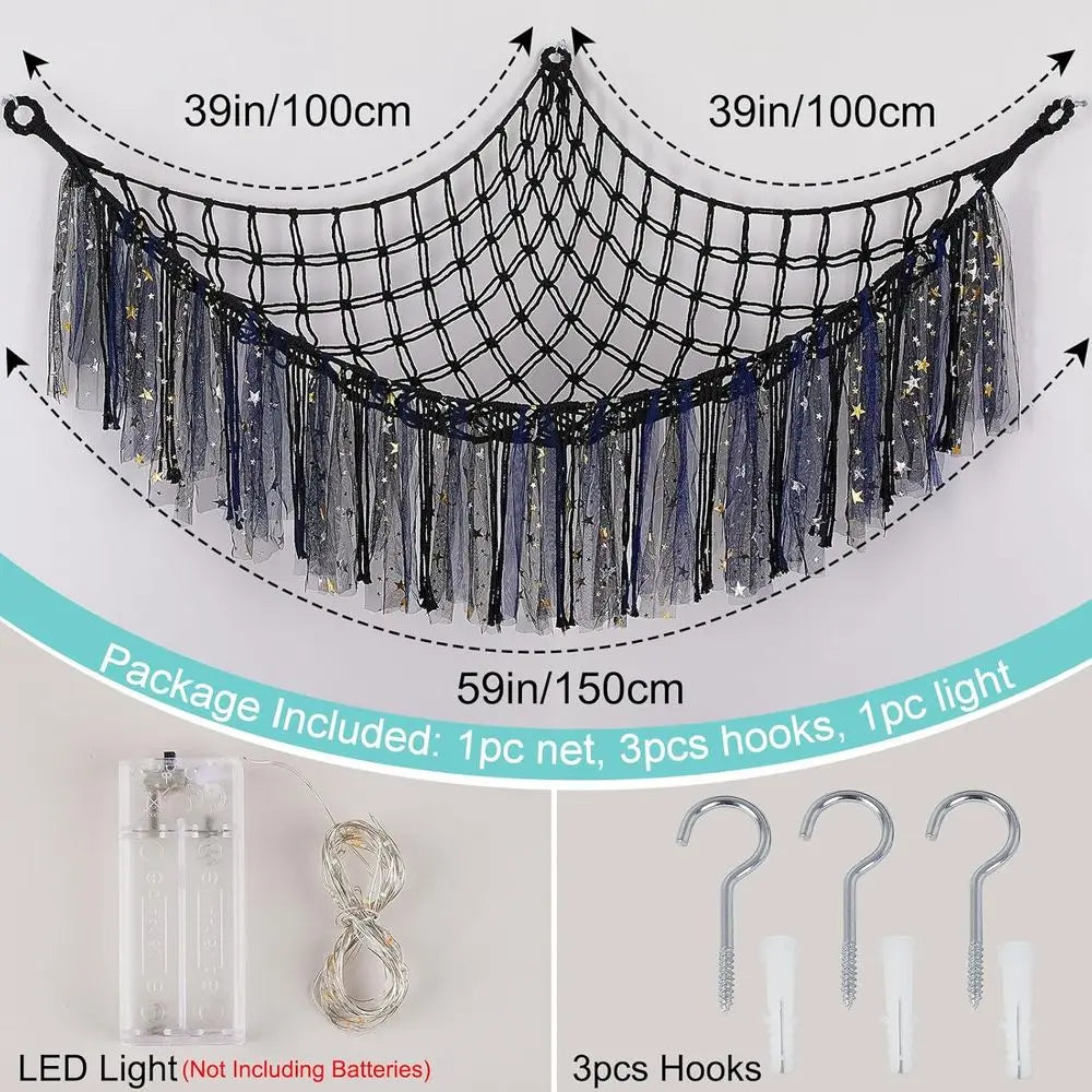 LED Lighted Toy Hammock Organizer for Stuffed Animals, Nursery Décor & Kids' Bedroom