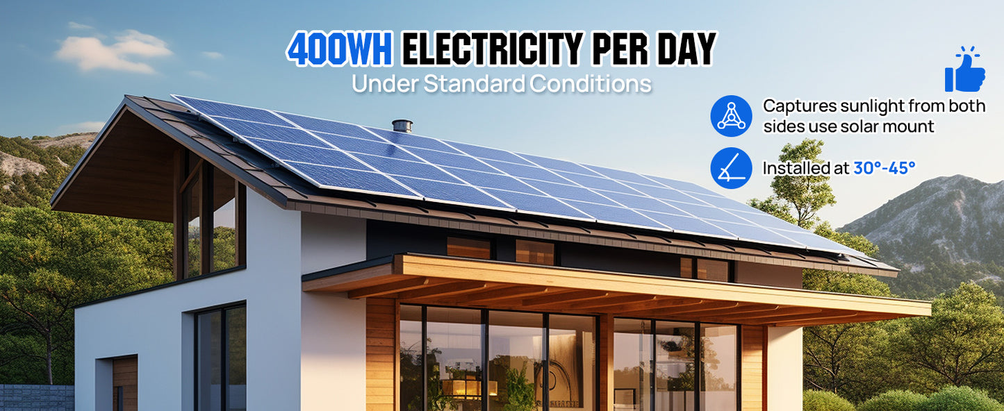 ECO-WORTHY Bifacial 100 Watt 12 Volt Solar Panel Monocrystalline