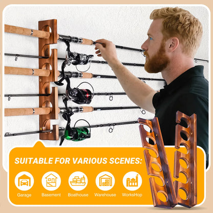 12 Rods Fishing Pole Rod Racks Wall Or Ceiling Mounted