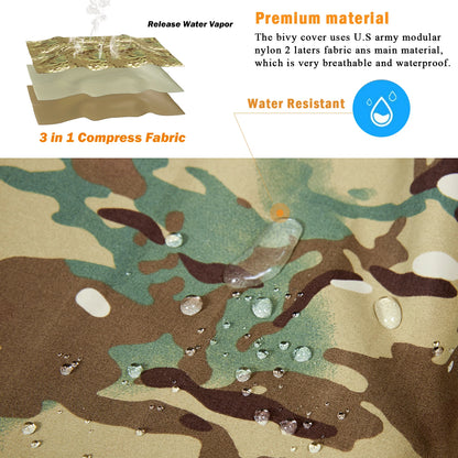 Bivy Cover Sack for Military Army Modular Sleeping System, Waterproof Outer Shell for Sleeping Bag, Minimalist Stealth Shelter