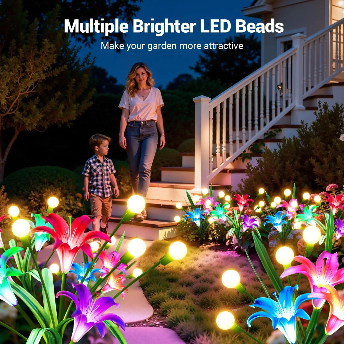 Solar Firefly Swaying Light with Colorful LED Lily Flower