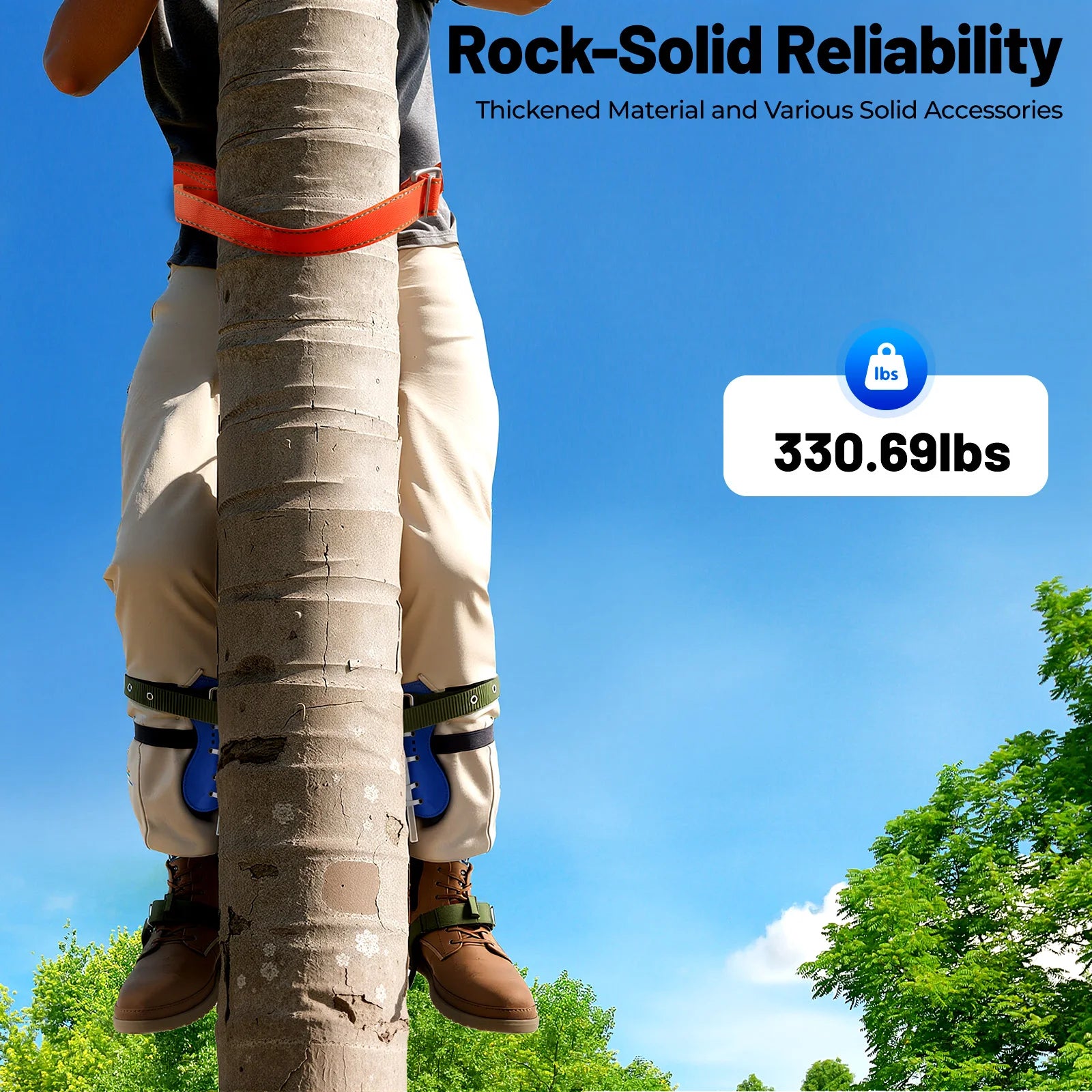 Adjustable Climbing Pitons Tree Climbing Gear with Harness Safety Rope Gloves Q235 Thickened Steel Plate Carbon Steel