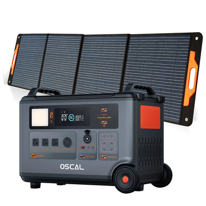 OSCAL PowerMax 6000 Solar Generator, 3600Wh LFP Battery Power Station, 120/240V Voltage 6000W AC Outlets,2200W/1.96H Fast Charge