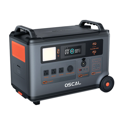 OSCAL PowerMax 6000 Solar Generator, 3600Wh LFP Battery Power Station, 120/240V Voltage 6000W AC Outlets,2200W/1.96H Fast Charge