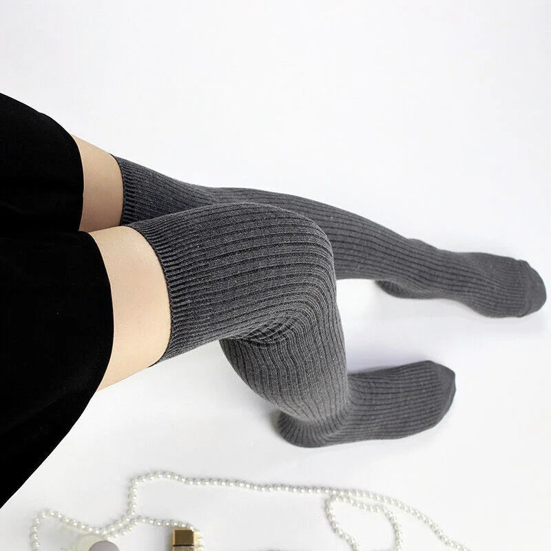 Girls Ladies Women Thigh High Over the Knee Socks Extra Long Cotton Stockings US