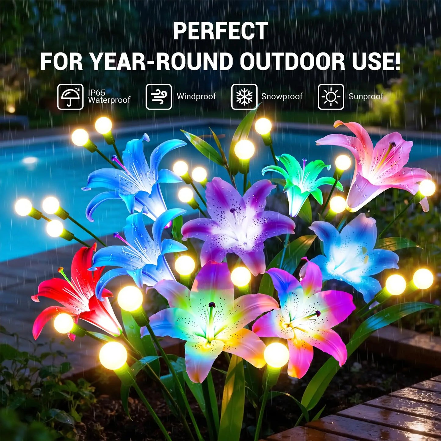 Solar Firefly Swaying Light with Colorful LED Lily Flower
