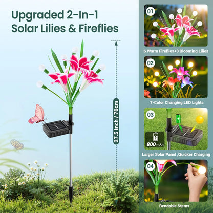 Solar Firefly Swaying Light with Colorful LED Lily Flower