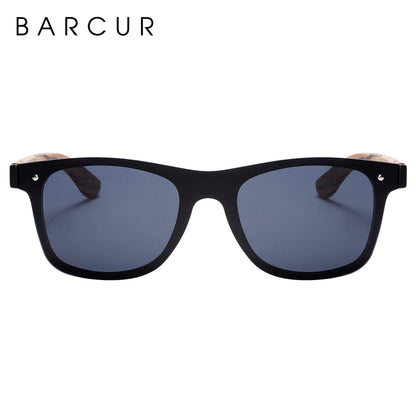 BARCUR Luxury Vintage Sun Shade Men Wooden Sunglasses UV400 Protection Fashion Square Sun Glasses Women