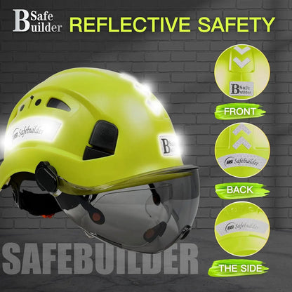 Industrial Safety Helmet with Visor, ABS Hard Hat, Adjustable Ventilation for Construction Head Protection ANSI Z89.1