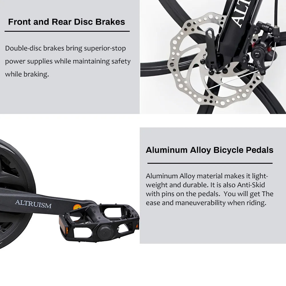 26" Mountain Bike for Adults, 21-Speed Dual Suspension Bicycle, Adjustable Disc Brakes, High-Carbon Steel Frame