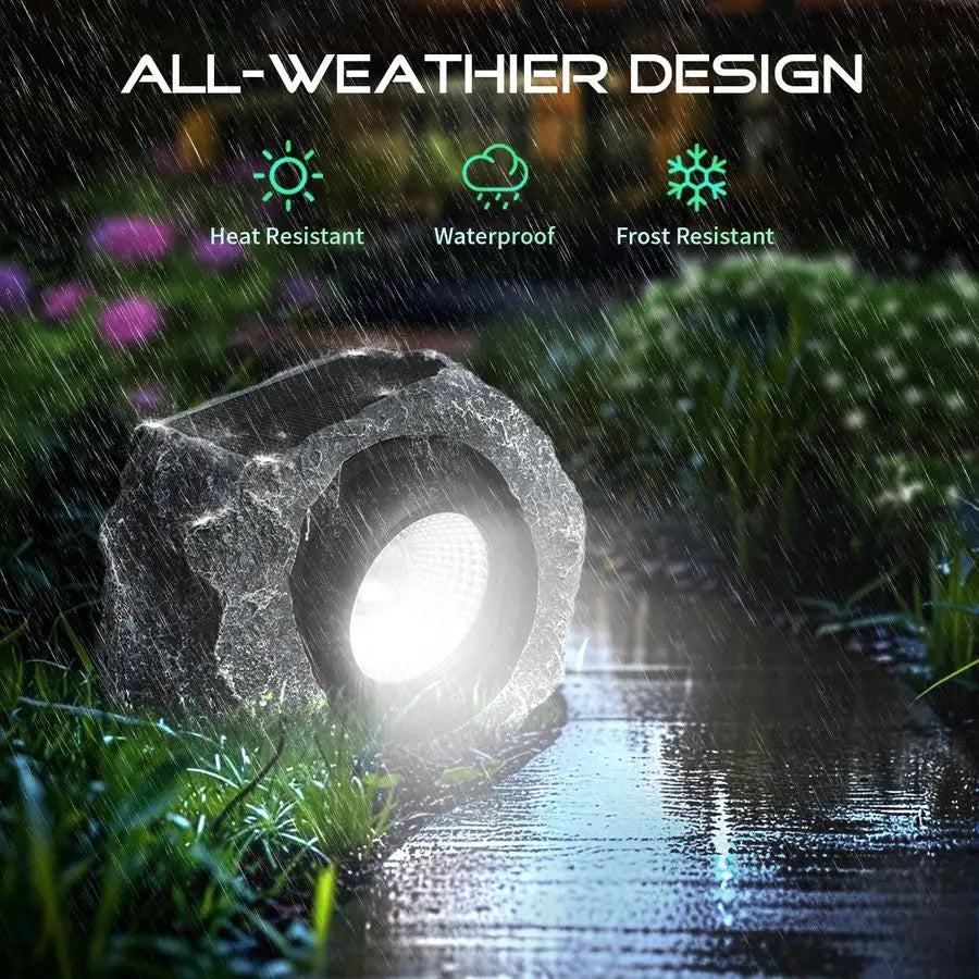 Pack Solar Rock Lights Outdoor, Angle Adjustable Solar Lights Outdoor Waterproof, LED Solar Garden Lights, Auto On Off Landscape