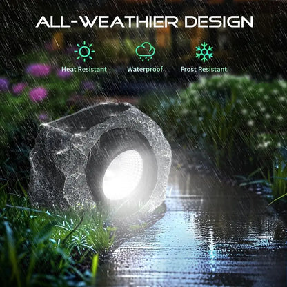 Pack Solar Rock Lights Outdoor, Angle Adjustable Solar Lights Outdoor Waterproof, LED Solar Garden Lights, Auto On Off Landscape