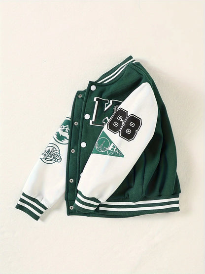 Kids Baseball Jacket Preppy Style Autumn Winter Fashion Outerwear Versatile Children Coat Boys Trendy Top