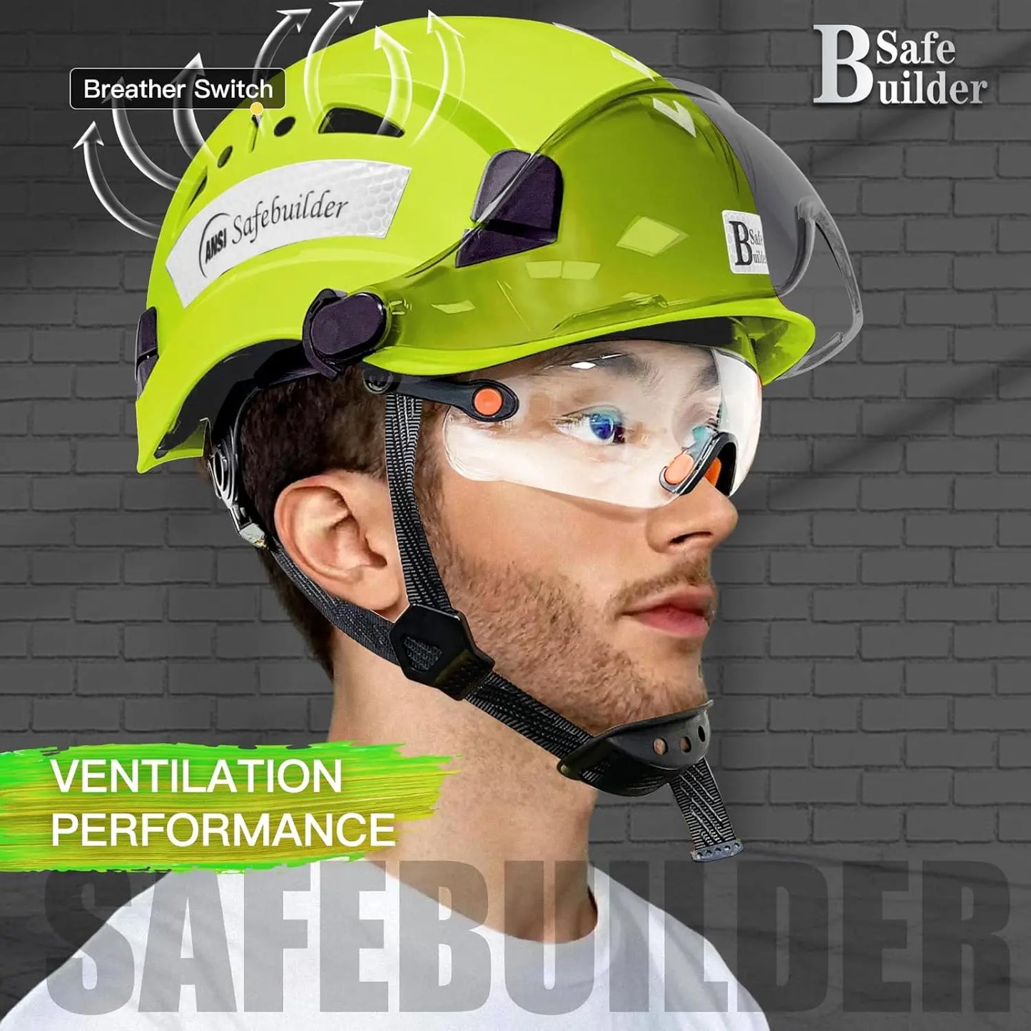 Industrial Safety Helmet with Visor, ABS Hard Hat, Adjustable Ventilation for Construction Head Protection ANSI Z89.1