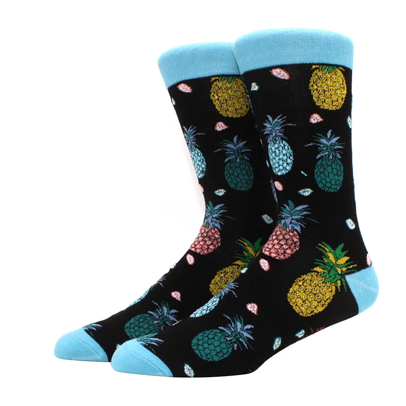 High Quality Combed Cotton Socks food Pattern Long Tube Funny Happy Men Socks Novelty Skateboard Crew Casual Crazy Socks