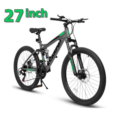 27.5 Inch Full Suspension Mountain Bike, Front and Rear Dual Shock Absorbers 21-Speed, Ideal for Travel and Fitness Enthusiasts