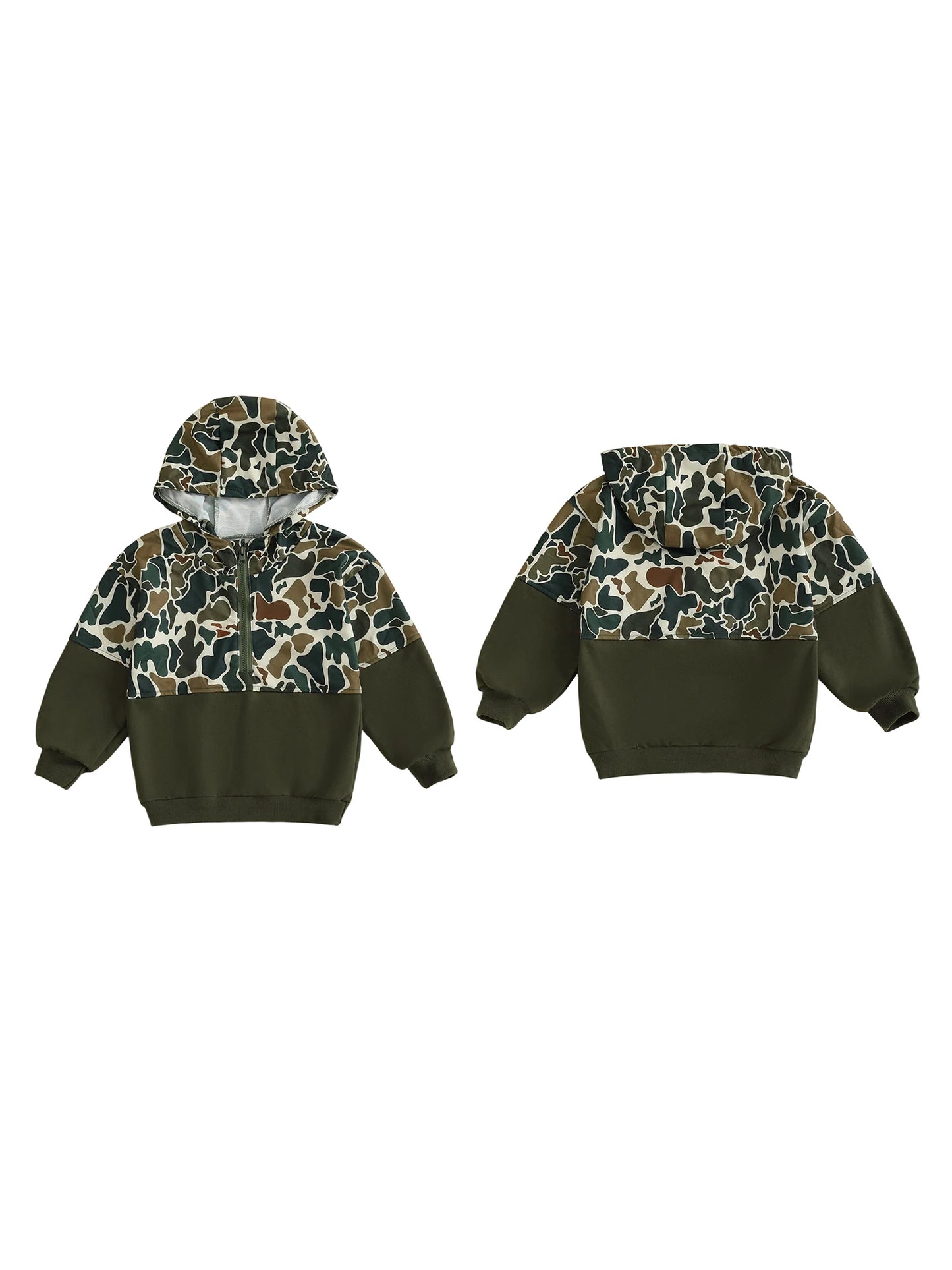 Children s Camouflage Print Half Zip-up Long Sleeve Hooded Sweatshirt Casual Toddler Pullover Jacket Coat Warm Outwear Tops for