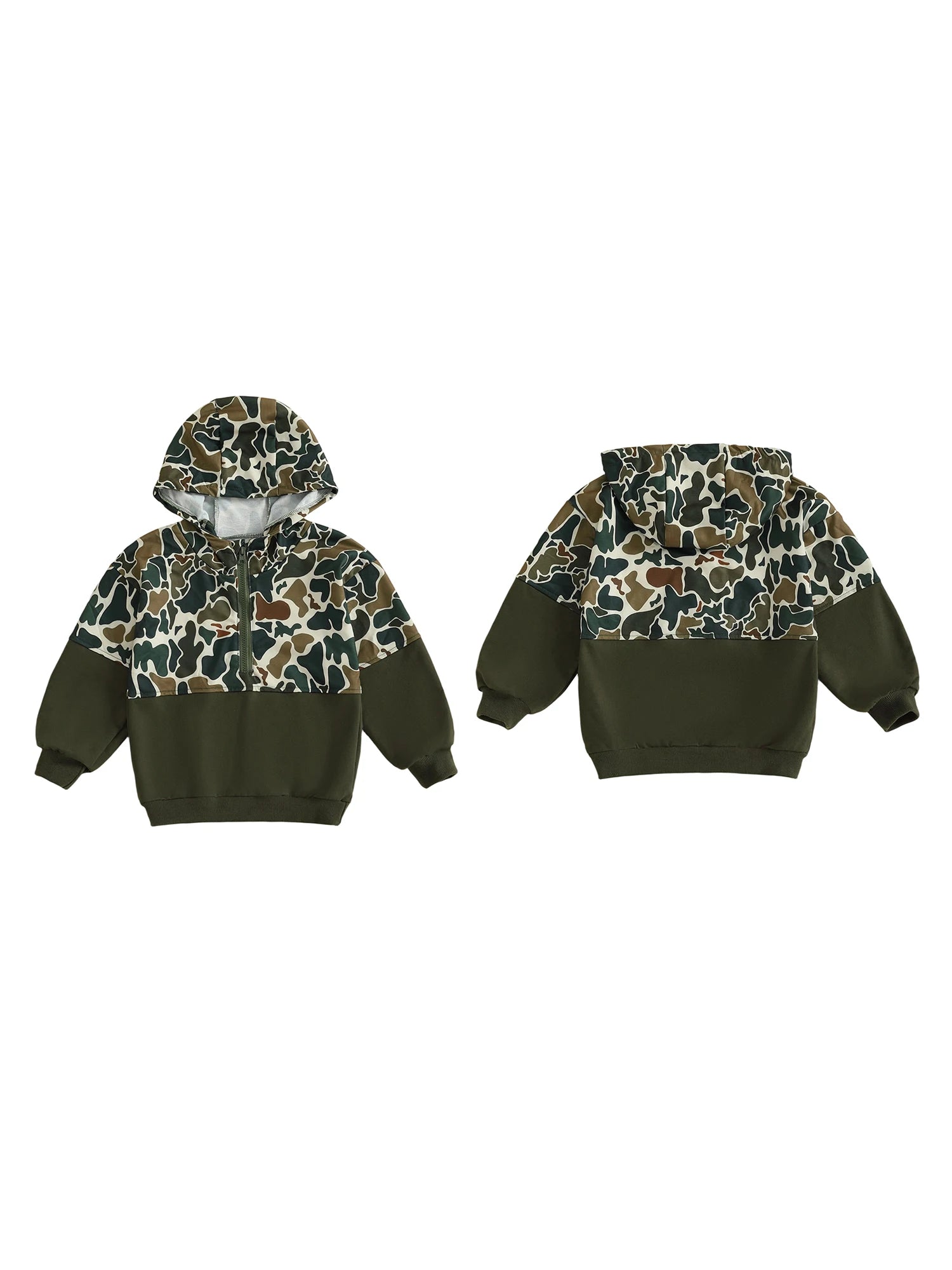 Children s Camouflage Print Half Zip-up Long Sleeve Hooded Sweatshirt Casual Toddler Pullover Jacket Coat Warm Outwear Tops for