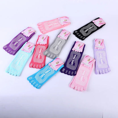 1 Pair Candy-colored Yoga Socks Rainbow Five-toe Split Non-slip Dance Socks Socks for Yoga Dancers
