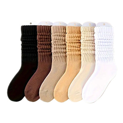 6pair Cotton Knit Warm Calf Socks Skin-friendly Cotton Winter Leg Warmer Socks Suitable for Women and Girls