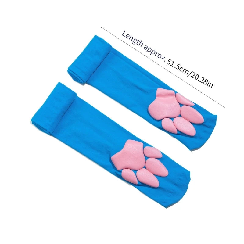 Cat Paw Thigh High Stocking Cosplay Paw Pad Socks Kitten Paw Over Knee Stockings