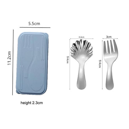 2-piece Mini Portable Spoon and Fork Cutlery Set Stainless Steel Outdoor Camping Lunch Hiking Cooking Utensils