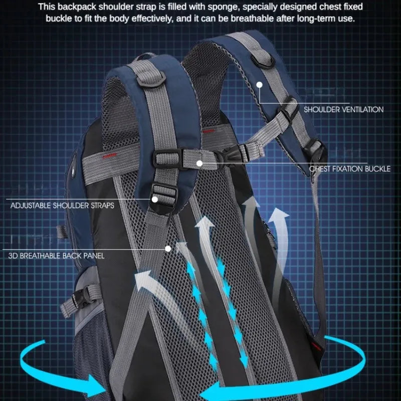 Men's and Women's Shoulder Bag New 40L Outdoor Hiking Bag Sports Bag Leisure Travel Backpack Large Capacity Bag