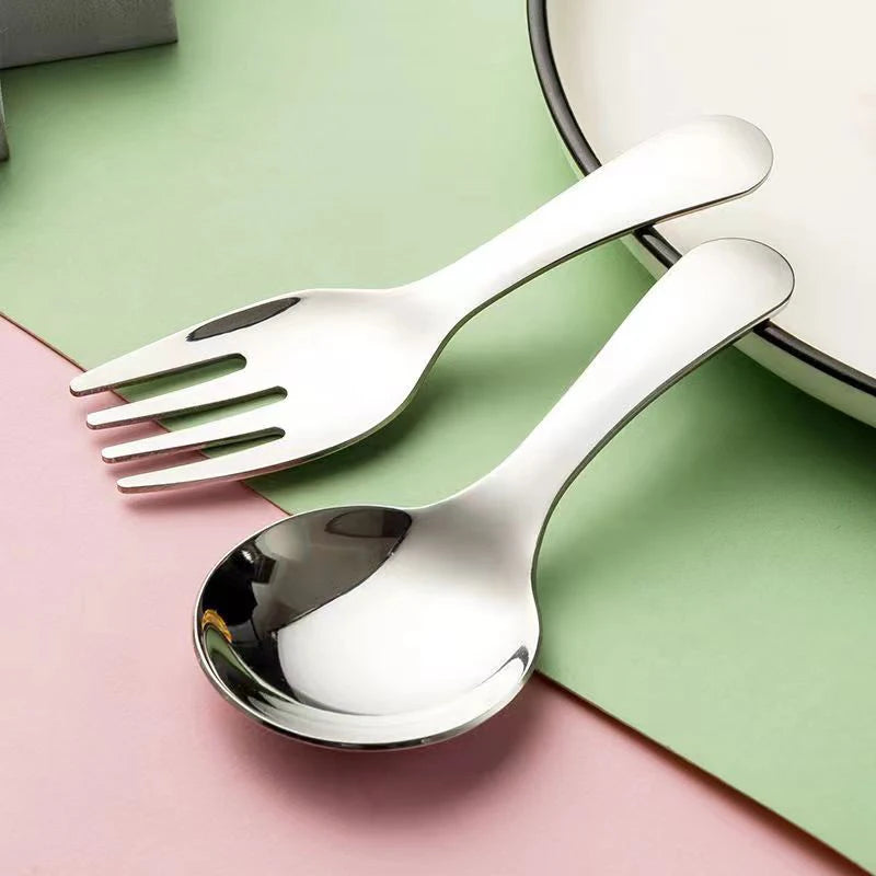 2-piece Mini Portable Spoon and Fork Cutlery Set Stainless Steel Outdoor Camping Lunch Hiking Cooking Utensils