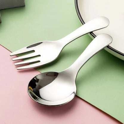 2-piece Mini Portable Spoon and Fork Cutlery Set Stainless Steel Outdoor Camping Lunch Hiking Cooking Utensils