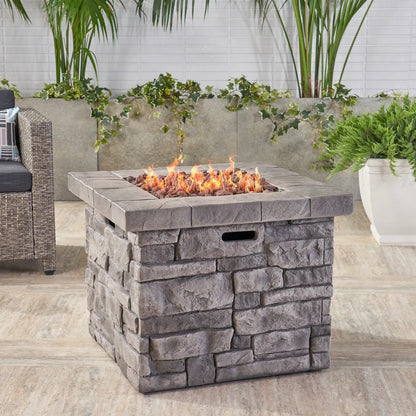 40000 BTU Square Outdoor Fire Table, 30” Grey MgO Propane Gas Fire Pit for Patio Deck Yard Warm Heating