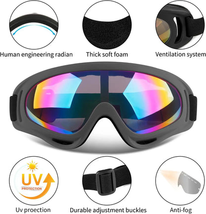 2 Pack Snow Goggles for Men & Women - UV Protection, Anti-Scratch, Dustproof Ski Gear