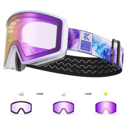 KAPVOE New Outdoor Photochromic Ski Goggles Men Snowboard Glasses Women Winter Snow Sunglasses UV400 Magnetic Attraction Lens