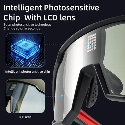 ROCKBROS Smart LCD Photochromic Glasses Cycling Polarized Glasses UV400 Electronic Rapid Color Change Sports Bicycle Goggles