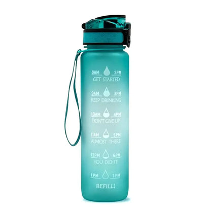 1L Sports Water Bottle Straw Cup 1 Litro with Time Maker Leak-Proof Free Frosted Cup For Outdoor Sports Drinking Bottle