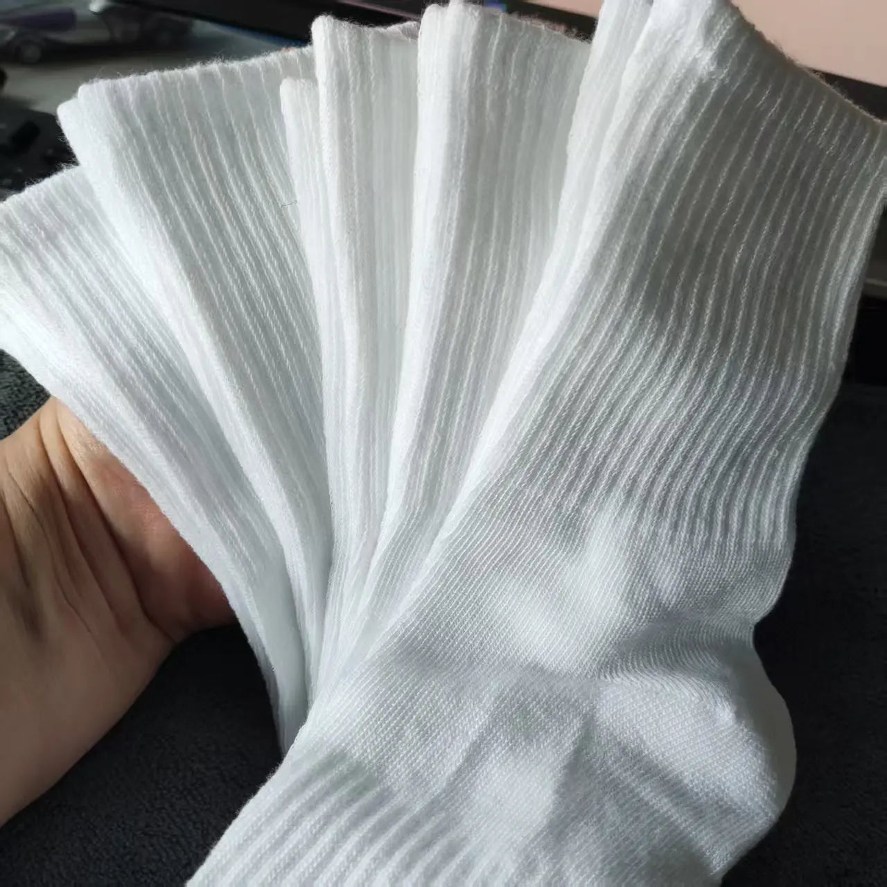5/10 Pairs of Autumn and Winter Male Mid Length Socks, White Anti Odor, Sweat Absorbing, Breathable Men's Sports Sock